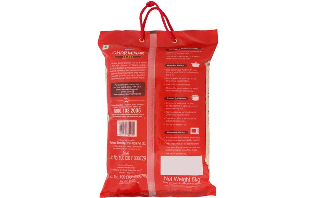 Kohinoor Char Minar Select Basmati Rice   Pack  5 kilogram